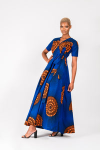 ANU AFRICAN PRINT ANKARA MAXI WRAP DRESS