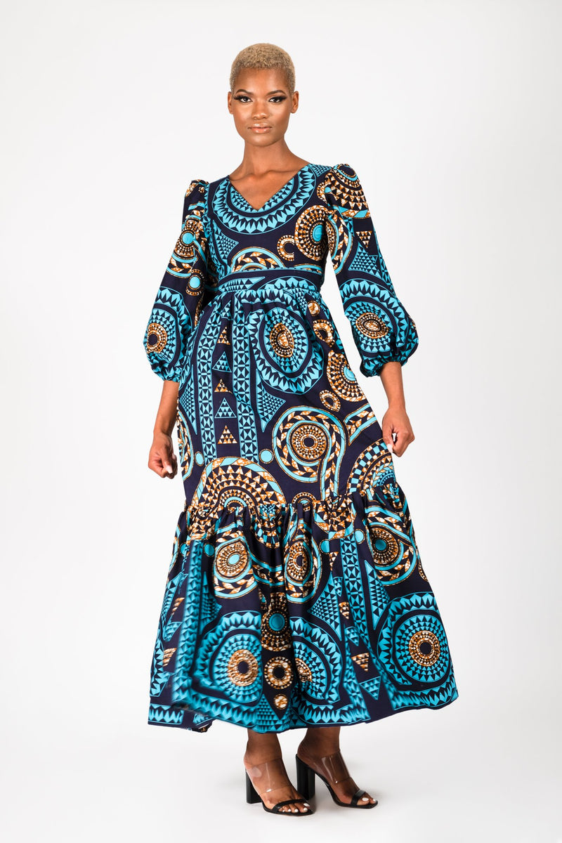 MIDE AFRICAN PRINT MAXI DRESS